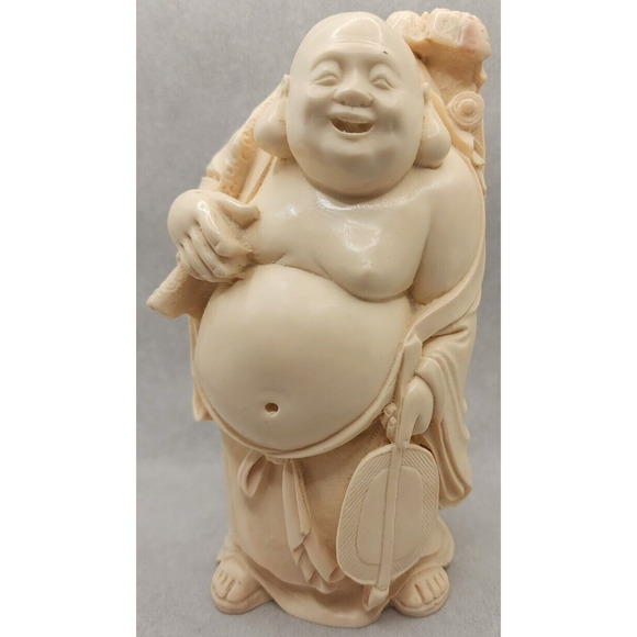 Vintage 7" Resin Laughing Buddha Statue Sculpture Figure U189